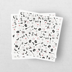 Cute Boo Spooky Ghost Halloween Pink Girl Napkin