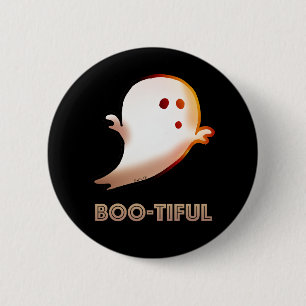 Cute Boo-tiful Halloween Ghost Art 2 Inch Round Button