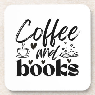 Cute Book and Coffee Lovers Personalized Coaster