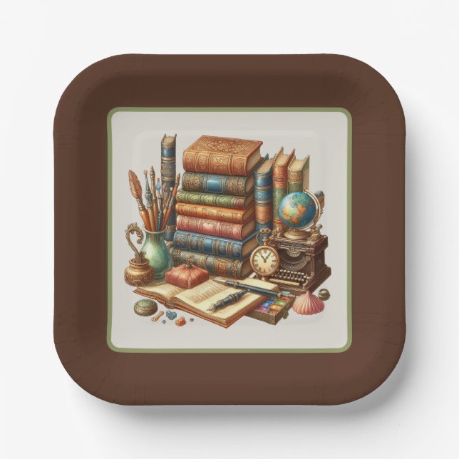 Cute book club party paper plate (Front)