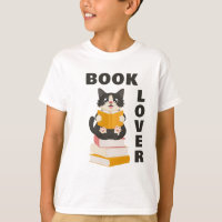 Cute Book Lover Back to School Cartoon Cat Reader
