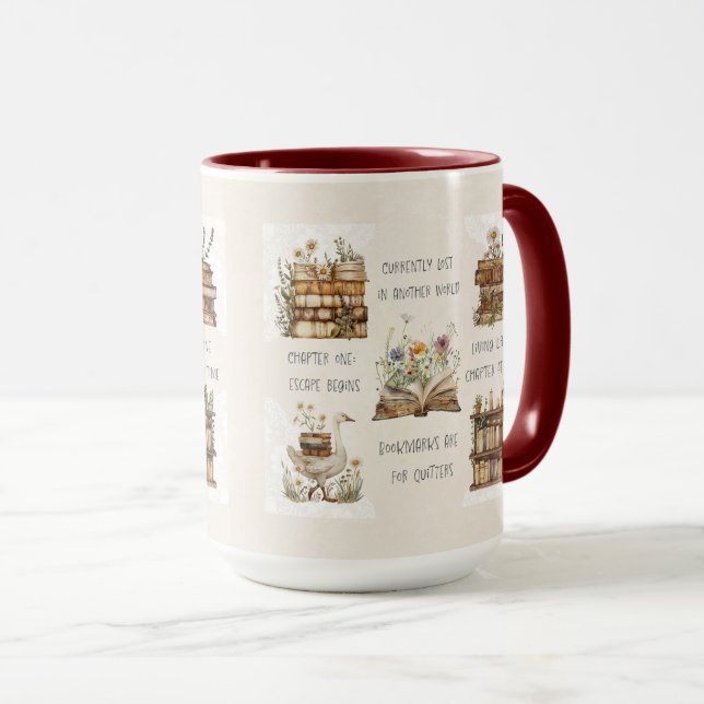 Cute Book Lover Quote Wrap Mug (Front Right)