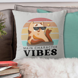 Cute Book Lover's Main Character Vibes Throw Pillow