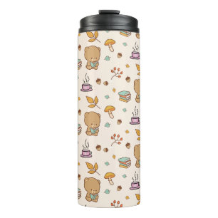 Cute Book Lovers Woodland Bear Pattern Thermal Tumbler