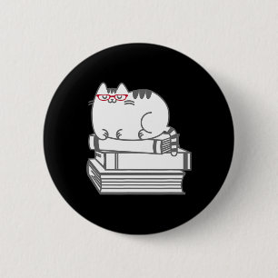 Cute Book Nerd Cat - Funny Nerdy Kitten Shirt 2 Inch Round Button