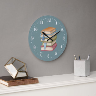 cute book nook decor Large Clock