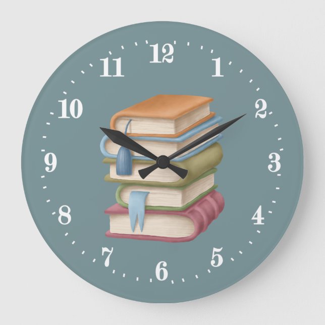 cute book nook decor Large Clock (Front)