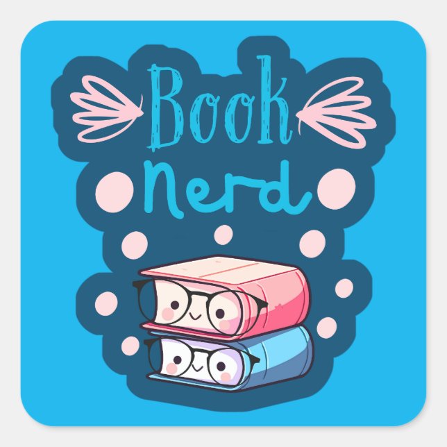Cute Book Stack Kawaii Style Square Sticker (Front)