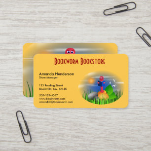 Cute Book Store Bookworm Carte de visite
