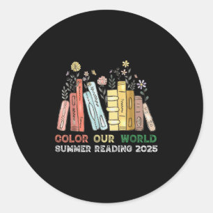 Cute Book Wildflowers ,colour Our World Summer Rea Classic Round Sticker