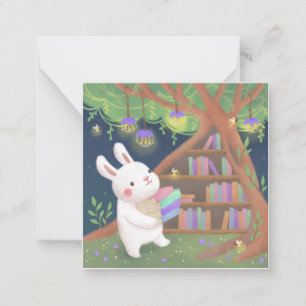 Cute Bookaholic Bunny Illustration Card
