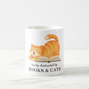 Cute Bookish Ginger Cat Funny Saying Coffee Mug