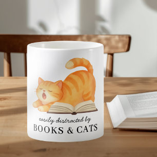 Cute Bookish Ginger Cat Funny Saying Coffee Mug
