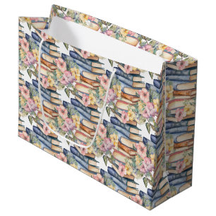 cute books flower lovers club party  large gift bag