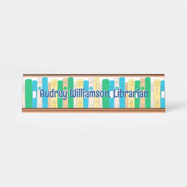 Cute Books Librarian  Desk Name Plate (Front)