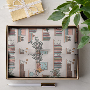 Cute Bookshelf Pattern Tissue Paper