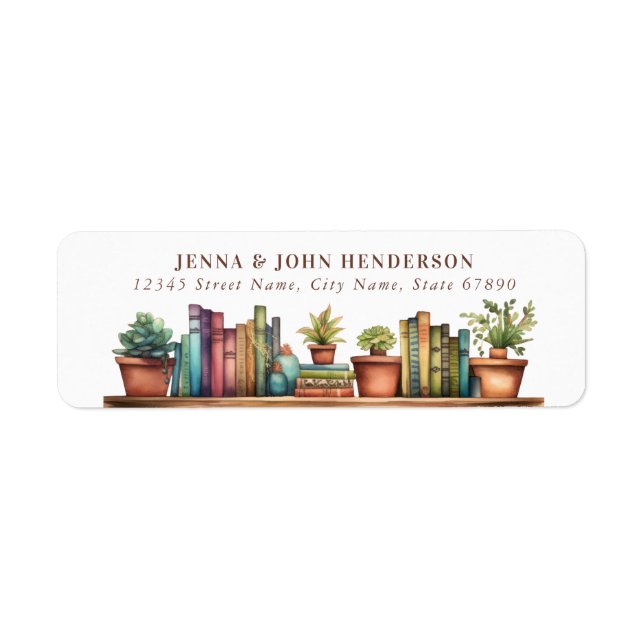 Cute Bookshelf Return Address Labels (Front)