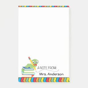 Cute Bookworm, A Note From Teacher, Personalized