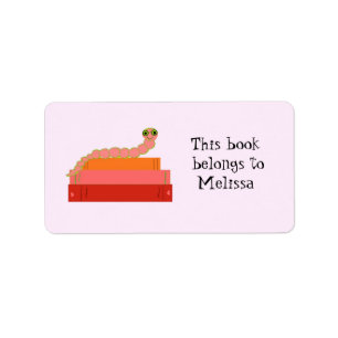 Cute Bookworm Bookplate Label