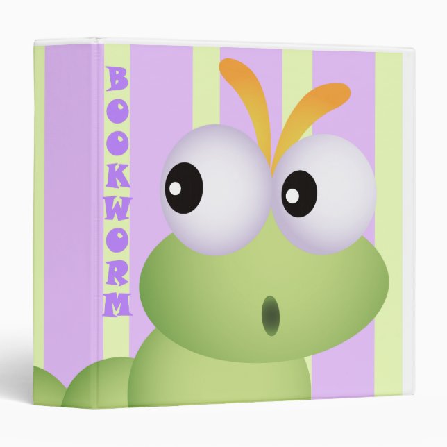 Cute BookWorm Notebook Binder (Front/Spine)
