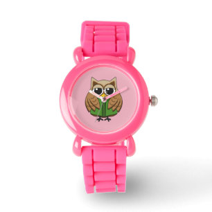 Cute Bookworm Owl Reading Book Cartoon Watch