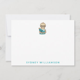 Cute Bookworm Sloth Reading Books Personalized  Card