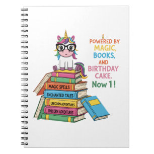 Cute Bookworm Unicorn 1st Birthday   Magical Readi Notebook