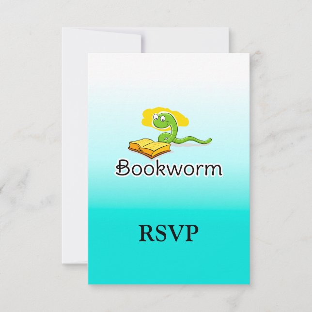 Cute Bookworm w/Glasses RSVP Card (Front)
