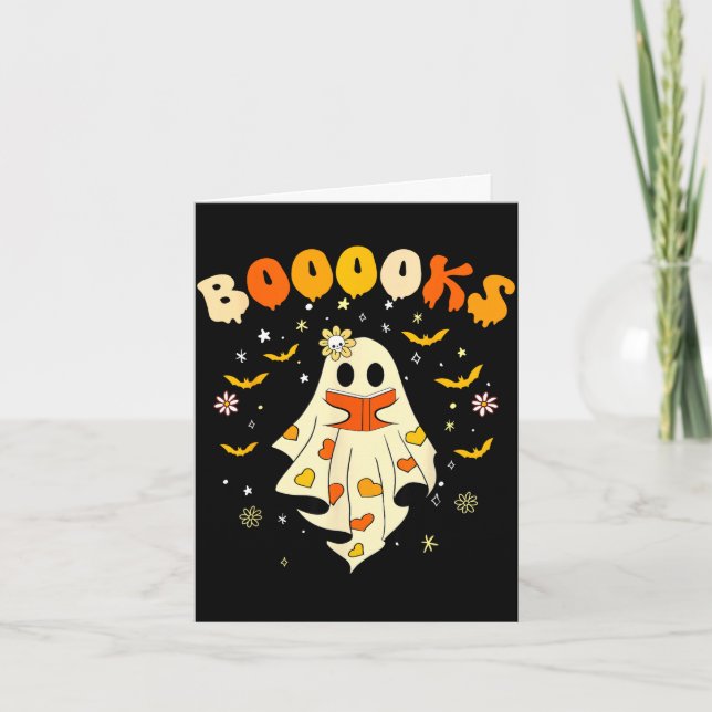 Cute boooks ghost read more books funny teacher card (Front)