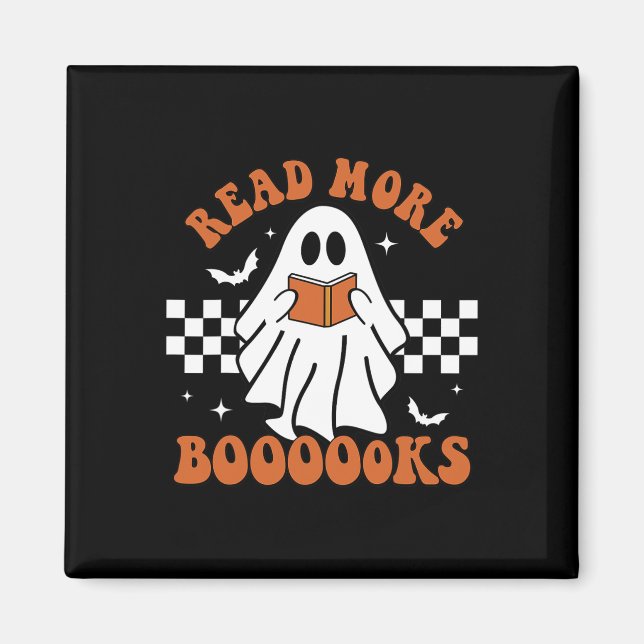 Cute Booooks Ghost Read More Books Fun Teacher Hal Magnet (Front)