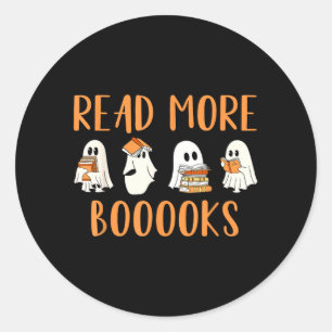 Cute Booooks Ghost Read More Books Funny Teacher Classic Round Sticker