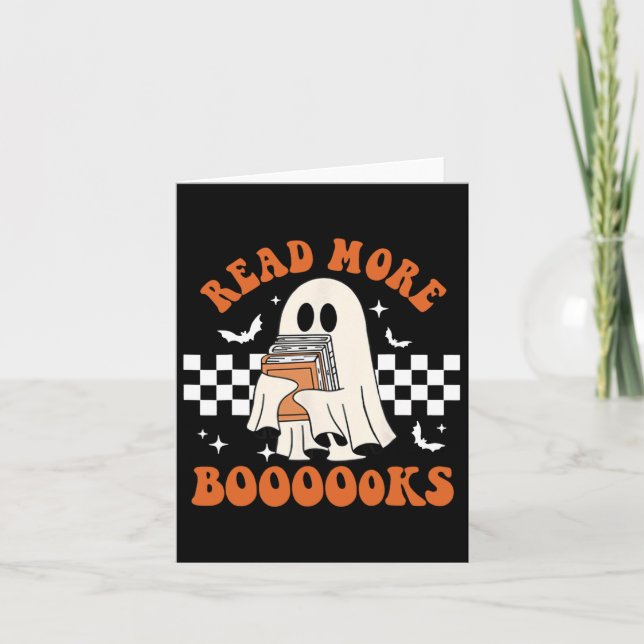 Cute Booooks Ghost Read More Books Funny Teacher H Card (Front)