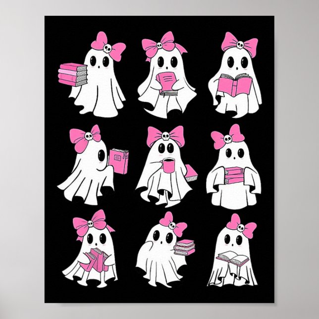 Cute Booooks Ghost Read More Books Funny Teacher H Poster (Front)