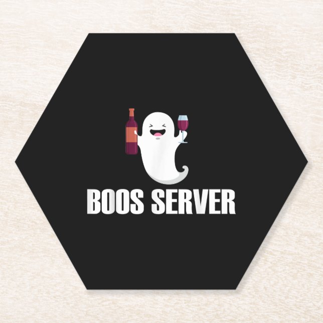 Cute Boos Server Bartender Waitress Halloween Paper Coaster (Front)