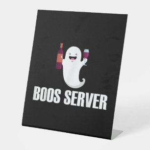 Cute Boos Server Bartender Waitress Halloween Pedestal Sign