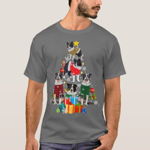 Cute Border Collie Buffalo Plaid Christmas Tree Do T-Shirt