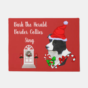 Cute Border Collie Christmas  Doormat
