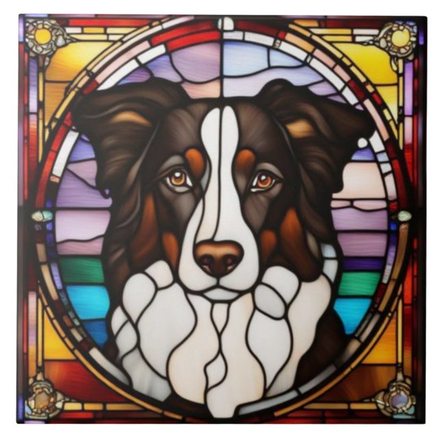 Cute Border Collie Decorative Tile (Front)
