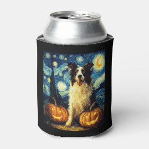 Cute Border Collie Dog Halloween Jack O Lantern Pu Can Cooler