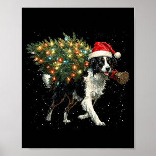 Cute Border Collie Dog In A Christmas Tree For Men Poster