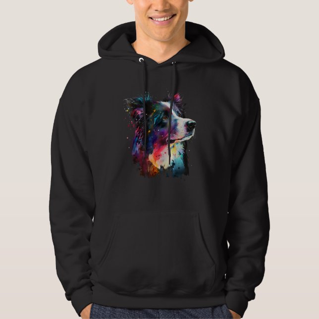 Cute Border Collie Dog on Border Collie  3 Hoodie (Front)