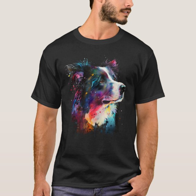 Cute Border Collie Dog on Border Collie  3 T-Shirt (Front)