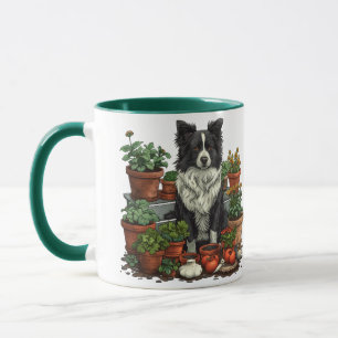 Cute Border Collie Gardening Mug