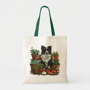 Cute Border Collie Gardening Tote Bag