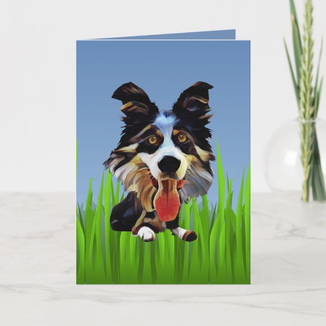 Cute Border Collie Greeting Card (Front)