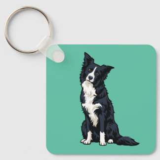 Cute Border Collie Head Tilt Keychain