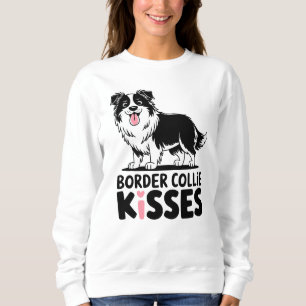 Cute Border Collie Kisses Cartoon Puppy Dog Lover  Sweatshirt