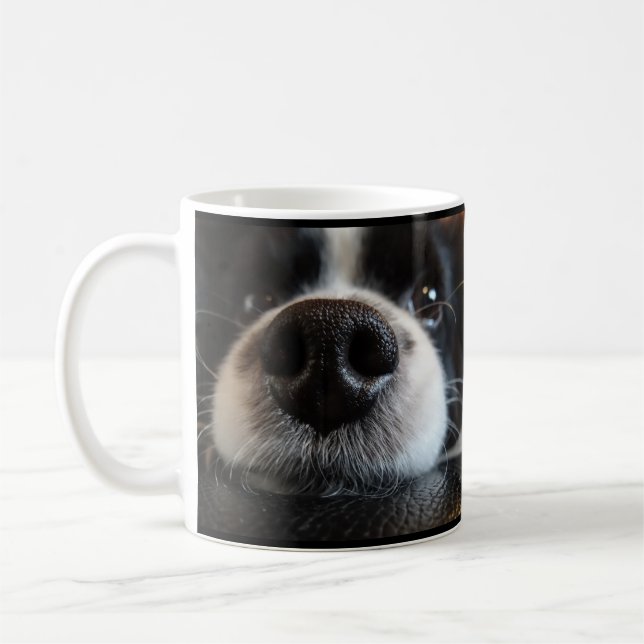Cute Border Collie Nose Close-up Coffee Mug (Left)