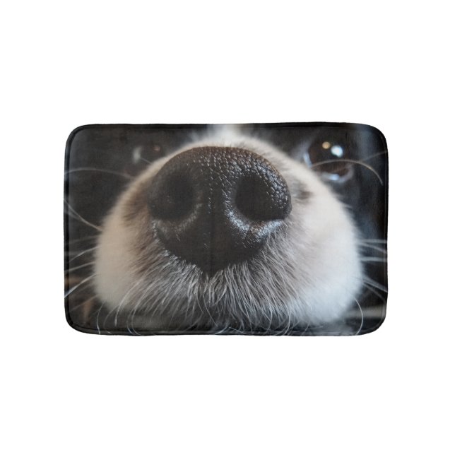 Cute Border Collie Nose Closeup Bath Mat (Front)