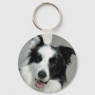 Cute Border Collie Photo Portrait Keychain